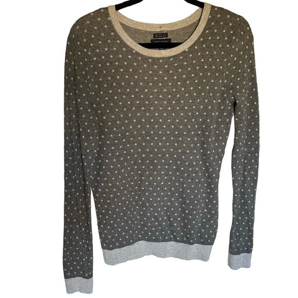 Tommy Hilfiger Gray Back Button-Up Pima Cotton Polka Dot Sweater Size Large - Picture 1 of 4
